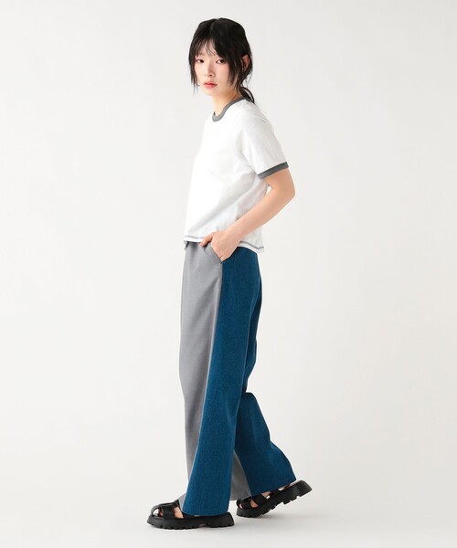 BEAMS HEART（ビームスハート）の「杢 クルーネック リンガーTシャツ（Tシャツ/カットソー・レディース・オフホワイト/ブルー/チャコールグレー・FREE）」の5枚目の写真