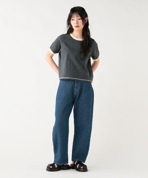 BEAMS HEART（ビームスハート）の「杢 クルーネック リンガーTシャツ（Tシャツ/カットソー・レディース・オフホワイト/ブルー/チャコールグレー・FREE）」の8枚目の写真