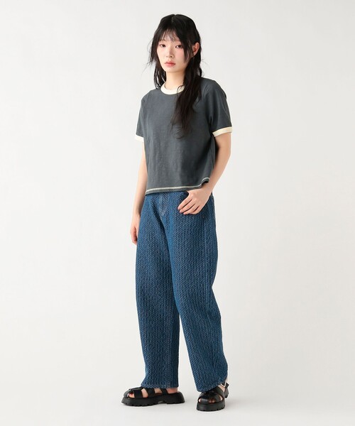BEAMS HEART（ビームスハート）の「杢 クルーネック リンガーTシャツ（Tシャツ/カットソー・レディース・オフホワイト/ブルー/チャコールグレー・FREE）」の9枚目の写真