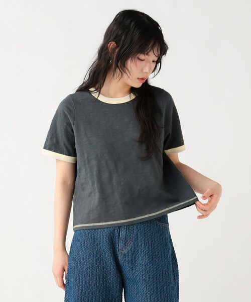 BEAMS HEART（ビームスハート）の「杢 クルーネック リンガーTシャツ（Tシャツ/カットソー・レディース・オフホワイト/ブルー/チャコールグレー・FREE）」の10枚目の写真