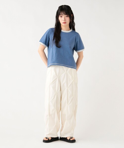 BEAMS HEART（ビームスハート）の「杢 クルーネック リンガーTシャツ（Tシャツ/カットソー・レディース・オフホワイト/ブルー/チャコールグレー・FREE）」の12枚目の写真