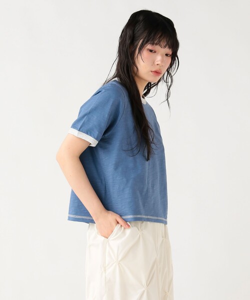 BEAMS HEART（ビームスハート）の「杢 クルーネック リンガーTシャツ（Tシャツ/カットソー・レディース・オフホワイト/ブルー/チャコールグレー・FREE）」の15枚目の写真