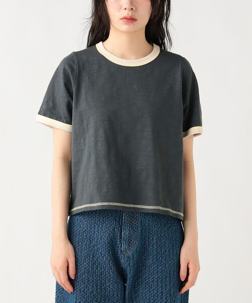 BEAMS HEART（ビームスハート）の「杢 クルーネック リンガーTシャツ（Tシャツ/カットソー・レディース・オフホワイト/ブルー/チャコールグレー・FREE）」の16枚目の写真