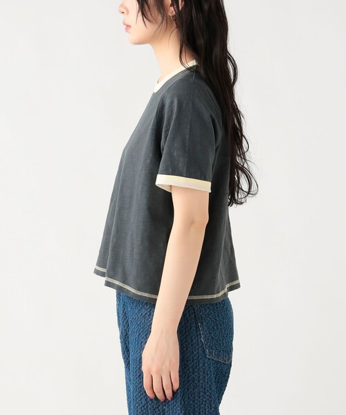 BEAMS HEART（ビームスハート）の「杢 クルーネック リンガーTシャツ（Tシャツ/カットソー・レディース・オフホワイト/ブルー/チャコールグレー・FREE）」の17枚目の写真