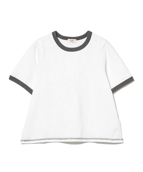 BEAMS HEART（ビームスハート）の「杢 クルーネック リンガーTシャツ（Tシャツ/カットソー・レディース・オフホワイト/ブルー/チャコールグレー・FREE）」の22枚目の写真