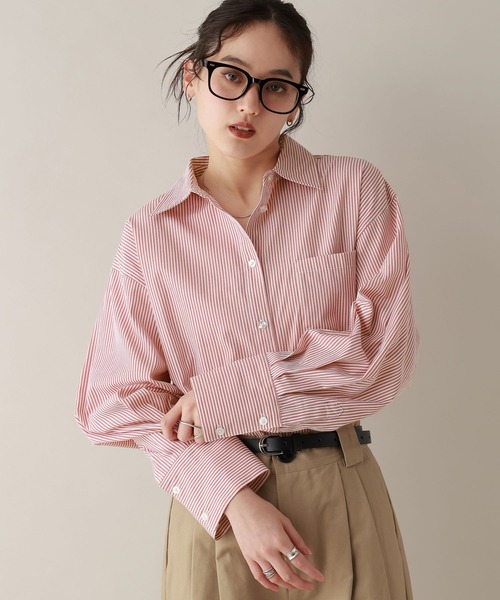 RAGEBLUE（レイジブルー）の「カラーストライプシャツ（シャツ/ブラウス・レディース・ネイビー/ピンク/グリーン・FREE）」の6枚目の写真