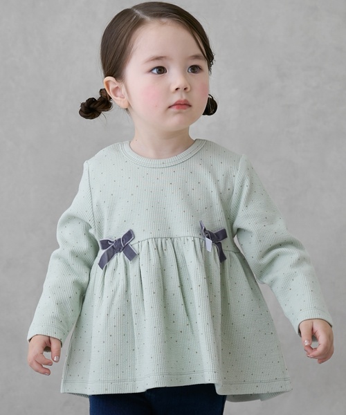 裏起毛カットリボンチュニック（スウェット）｜petit main
