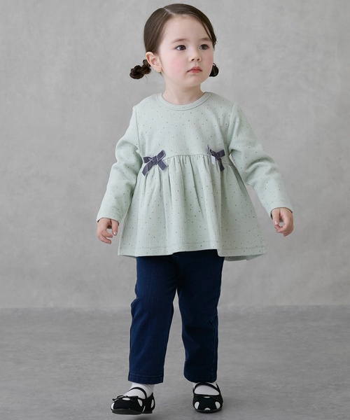 裏起毛カットリボンチュニック（スウェット）｜petit main