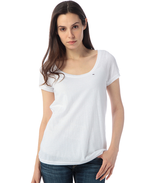 HILFIGER DENIM（ヒルフィガーデニム）の「ベーシックワンポイントTシャツ（Tシャツ/カットソー・レディース・ホワイト/グレー/グレー系その他/ネイビー/レッド・X-SMALL/SMALL/MEDIUM）」の2枚目の写真