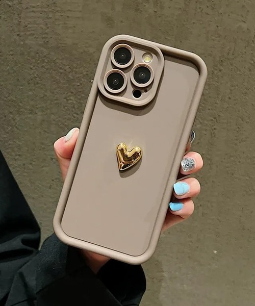 マット シンプル ゴールドハート iPhoneカバー アイフォン
