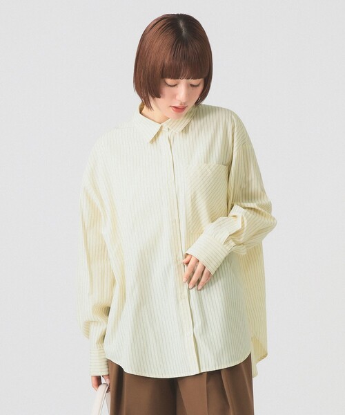 Ray BEAMS（レイビームス）の「ストライプ ビッグ シャツ（シャツ/ブラウス・レディース・ブルー/ピンク/ベージュ・ONE SIZE）」の2枚目の写真