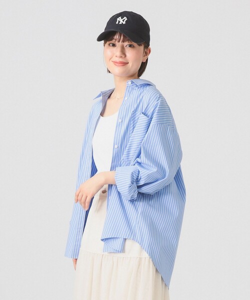 Ray BEAMS（レイビームス）の「ストライプ ビッグ シャツ（シャツ/ブラウス・レディース・ブルー/ピンク/ベージュ・ONE SIZE）」の3枚目の写真