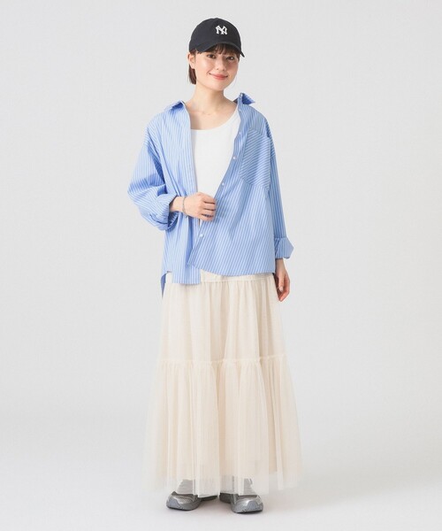 Ray BEAMS（レイビームス）の「ストライプ ビッグ シャツ（シャツ/ブラウス・レディース・ブルー/ピンク/ベージュ・ONE SIZE）」の19枚目の写真