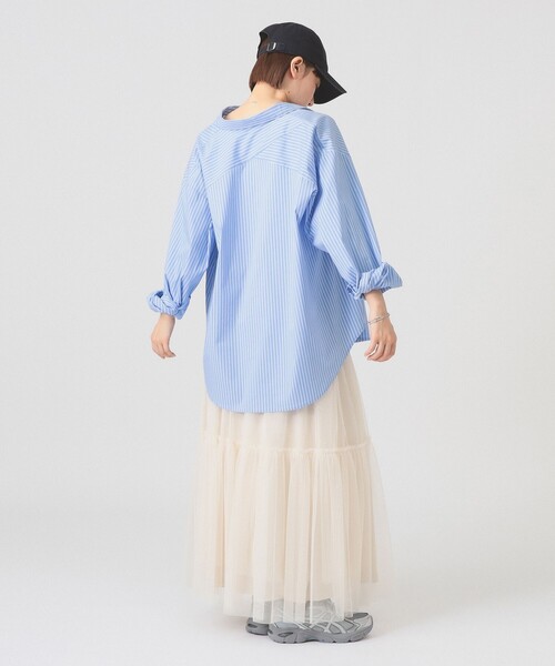 Ray BEAMS（レイビームス）の「ストライプ ビッグ シャツ（シャツ/ブラウス・レディース・ブルー/ピンク/ベージュ・ONE SIZE）」の21枚目の写真