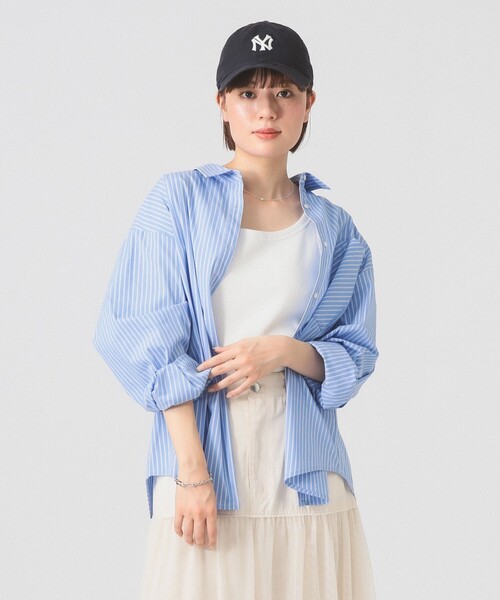 Ray BEAMS（レイビームス）の「ストライプ ビッグ シャツ（シャツ/ブラウス・レディース・ブルー/ピンク/ベージュ・ONE SIZE）」の22枚目の写真