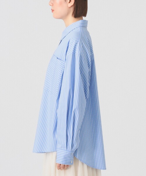 Ray BEAMS(レイビームス)の「ストライプ ビッグ シャツ 26SS 日除け 紫外線対策 冷房対策 レジャー アウトドア 春夏(シャツ/ブラウス・レディース・ブルー/ピンク/ベージュ・ONE SIZE)」の18枚目の写真