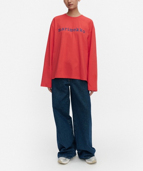 marimekko(マリメッコ)の「【kioski】 Nippa Logo / shirt(Tシャツ/カットソー・レディース・レッド・SMALL/LARGE/X-SMALL/MEDIUM/X-LARGE)」の1枚目の写真