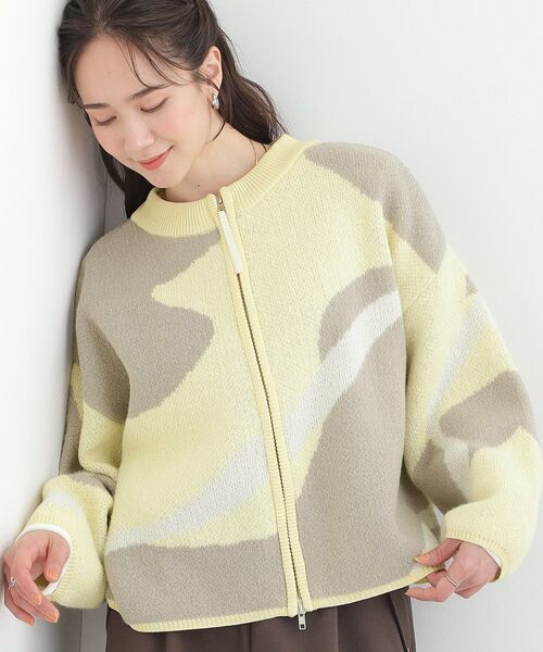 SHOO・LA・RUE（シューラルー）の「選べる4柄 ダブルZIPで着こなし色々 柄カーディガン（カーディガン/ボレロ・レディース・グレー系3/ホワイト系1/チャコールグレー/グリーン系1/ホワイト系3/ライトイエロー系2・00）」の6枚目の写真