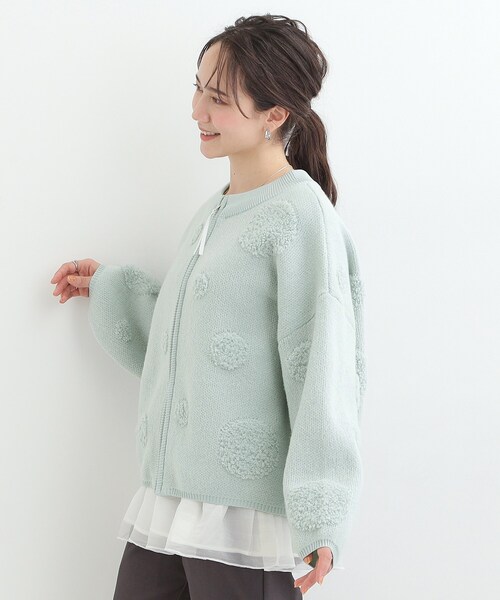 SHOO・LA・RUE（シューラルー）の「選べる4柄 ダブルZIPで着こなし色々 柄カーディガン（カーディガン/ボレロ・レディース・グレー系3/ホワイト系1/チャコールグレー/グリーン系1/ホワイト系3/ライトイエロー系2・00）」の10枚目の写真