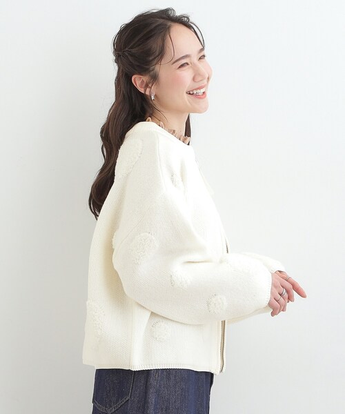 SHOO・LA・RUE（シューラルー）の「選べる4柄 ダブルZIPで着こなし色々 柄カーディガン（カーディガン/ボレロ・レディース・グレー系3/ホワイト系1/チャコールグレー/グリーン系1/ホワイト系3/ライトイエロー系2・00）」の14枚目の写真