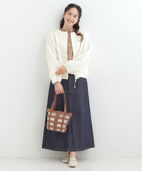 SHOO・LA・RUE（シューラルー）の「選べる4柄 ダブルZIPで着こなし色々 柄カーディガン（カーディガン/ボレロ・レディース・グレー系3/ホワイト系1/チャコールグレー/グリーン系1/ホワイト系3/ライトイエロー系2・00）」の15枚目の写真