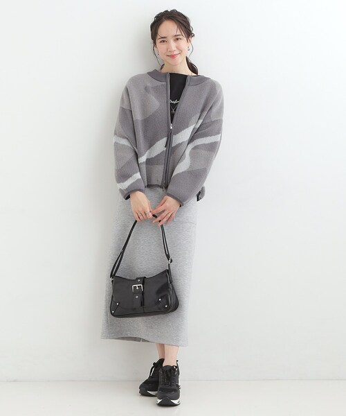 SHOO・LA・RUE（シューラルー）の「選べる4柄 ダブルZIPで着こなし色々 柄カーディガン（カーディガン/ボレロ・レディース・グレー系3/ホワイト系1/チャコールグレー/グリーン系1/ホワイト系3/ライトイエロー系2・00）」の19枚目の写真