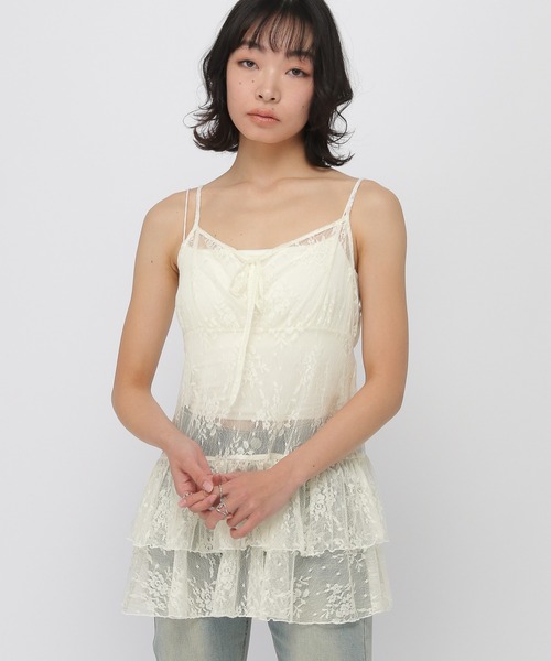 3.3 Field Trip （3.3フィールドトリップ）の「3.3 Field Trip／レースティアードチュニワンピース（ワンピース・レディース・アイボリー/ブラック・FREE）」の6枚目の写真