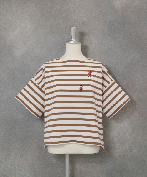 STUDIO PICONE(スタジオピッコーネ)の「コットン100%天竺ボーダープルオーバー(Tシャツ/カットソー・レディース・ブラック/ホワイト/ベージュ・L/M)」の5枚目の写真