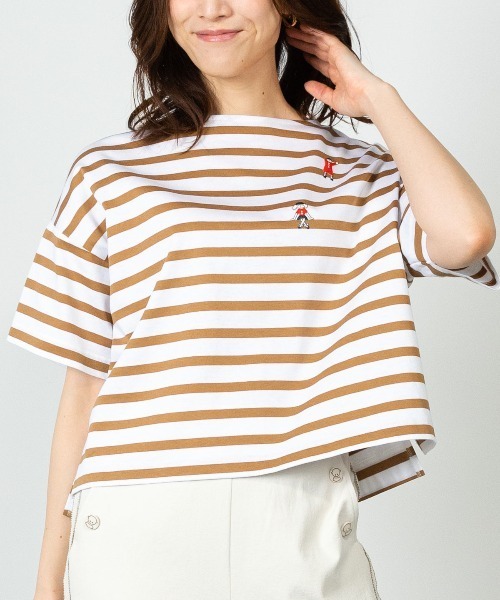 STUDIO PICONE(スタジオピッコーネ)の「コットン100%天竺ボーダープルオーバー(Tシャツ/カットソー・レディース・ブラック/ホワイト/ベージュ・L/M)」の10枚目の写真