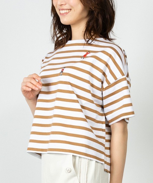 STUDIO PICONE(スタジオピッコーネ)の「コットン100%天竺ボーダープルオーバー(Tシャツ/カットソー・レディース・ブラック/ホワイト/ベージュ・L/M)」の11枚目の写真