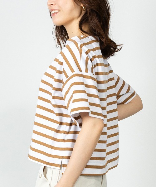 STUDIO PICONE(スタジオピッコーネ)の「コットン100%天竺ボーダープルオーバー(Tシャツ/カットソー・レディース・ブラック/ホワイト/ベージュ・L/M)」の12枚目の写真