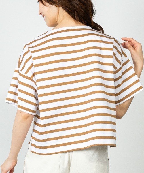 STUDIO PICONE(スタジオピッコーネ)の「コットン100%天竺ボーダープルオーバー(Tシャツ/カットソー・レディース・ブラック/ホワイト/ベージュ・L/M)」の13枚目の写真