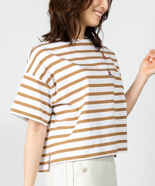 STUDIO PICONE(スタジオピッコーネ)の「コットン100%天竺ボーダープルオーバー(Tシャツ/カットソー・レディース・ブラック/ホワイト/ベージュ・L/M)」の14枚目の写真