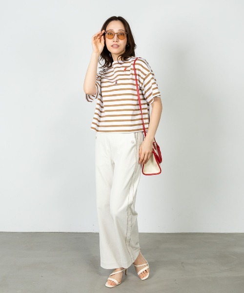 STUDIO PICONE(スタジオピッコーネ)の「コットン100%天竺ボーダープルオーバー(Tシャツ/カットソー・レディース・ブラック/ホワイト/ベージュ・L/M)」の15枚目の写真