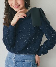 今すぐお届け！miki監修カラーあり】ミニ裏毛オフショルリボンプル