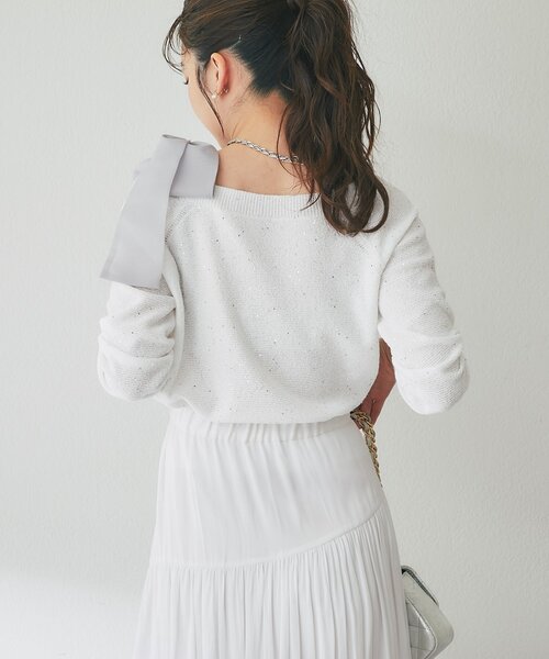 セール】【最強着映え】ブークレスパンコールオフショルリボンニット