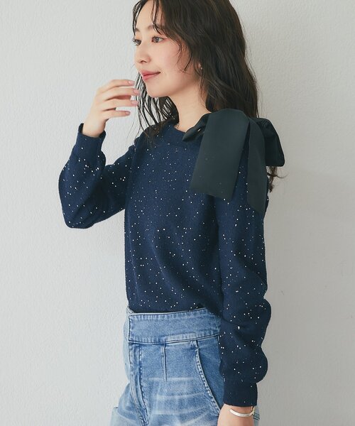 セール】【最強着映え】ブークレスパンコールオフショルリボンニット