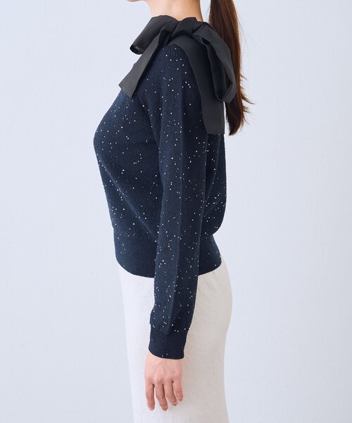 セール】【最強着映え】ブークレスパンコールオフショルリボンニット