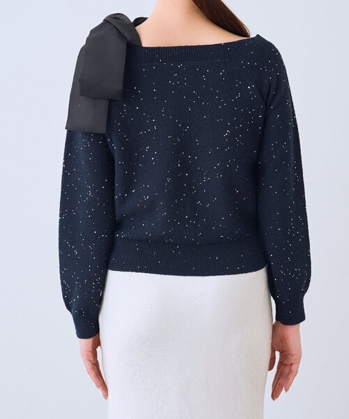 セール】【最強着映え】ブークレスパンコールオフショルリボンニット