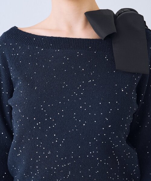 セール】【最強着映え】ブークレスパンコールオフショルリボンニット