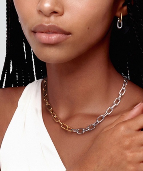 Daniel Wellington(ダニエルウェリントン)の「Contrast Link Necklace Two Tone ローズゴールド/ゴールド(ネックレス・レディース・ピンクゴールド/イエローゴールド・ONE SIZE)」の1枚目の写真