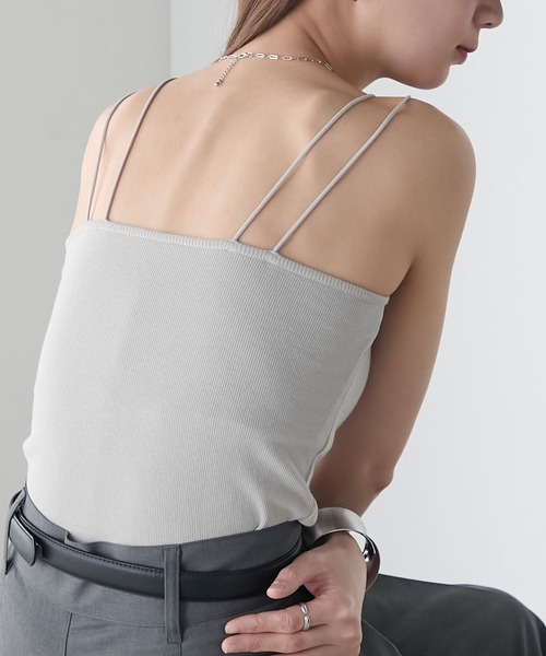 BONLECILL（ボンルシール）の「【接触冷感/抗菌防臭】カップ付きダブルストラップキャミソール（キャミソール・レディース・グレー/モカ/チャコールグレー/ブラック/アイボリー/レッド/ブラウン・LL/L/M/S）」の4枚目の写真