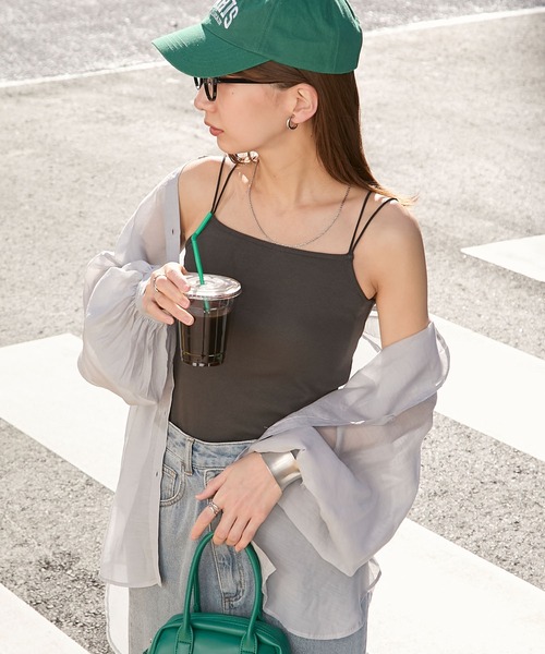 BONLECILL（ボンルシール）の「【接触冷感/抗菌防臭】カップ付きダブルストラップキャミソール（キャミソール・レディース・グレー/モカ/チャコールグレー/ブラック/アイボリー/レッド/ブラウン・LL/L/M/S）」の3枚目の写真