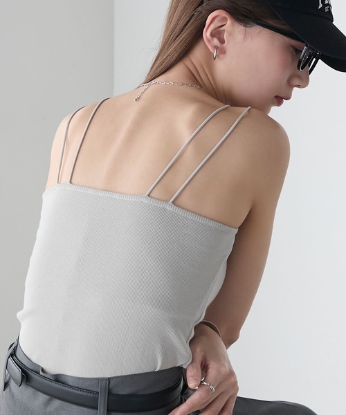 BONLECILL（ボンルシール）の「【接触冷感/抗菌防臭】カップ付きダブルストラップキャミソール（キャミソール・レディース・グレー/モカ/チャコールグレー/ブラック/アイボリー/レッド/ブラウン・LL/L/M/S）」の8枚目の写真