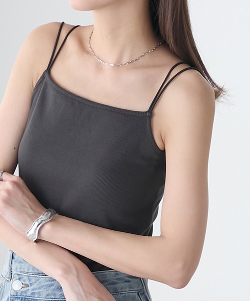 BONLECILL（ボンルシール）の「【接触冷感/抗菌防臭】カップ付きダブルストラップキャミソール（キャミソール・レディース・グレー/モカ/チャコールグレー/ブラック/アイボリー/レッド/ブラウン・LL/L/M/S）」の22枚目の写真