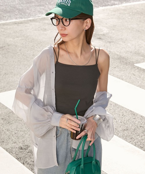 BONLECILL（ボンルシール）の「【接触冷感/抗菌防臭】カップ付きダブルストラップキャミソール（キャミソール・レディース・グレー/モカ/チャコールグレー/ブラック/アイボリー/レッド/ブラウン・LL/L/M/S）」の20枚目の写真