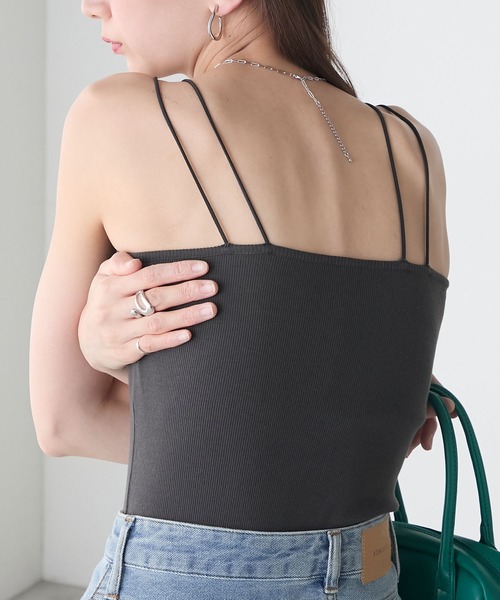 BONLECILL（ボンルシール）の「【接触冷感/抗菌防臭】カップ付きダブルストラップキャミソール（キャミソール・レディース・グレー/モカ/チャコールグレー/ブラック/アイボリー/レッド/ブラウン・LL/L/M/S）」の10枚目の写真