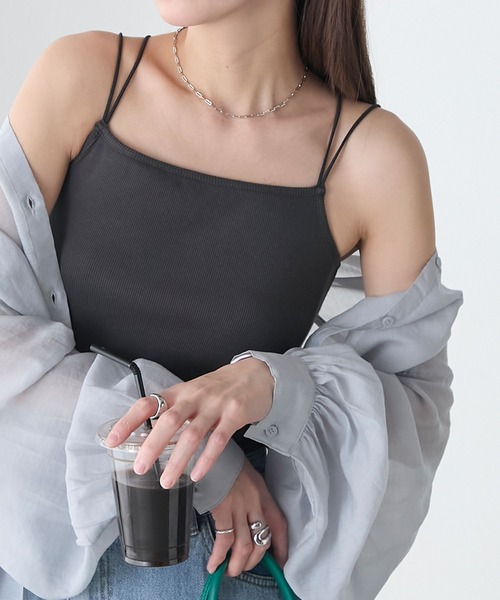 BONLECILL（ボンルシール）の「【接触冷感/抗菌防臭】カップ付きダブルストラップキャミソール（キャミソール・レディース・グレー/モカ/チャコールグレー/ブラック/アイボリー/レッド/ブラウン・LL/L/M/S）」の12枚目の写真