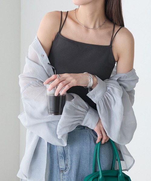 BONLECILL（ボンルシール）の「【接触冷感/抗菌防臭】カップ付きダブルストラップキャミソール（キャミソール・レディース・グレー/モカ/チャコールグレー/ブラック/アイボリー/レッド/ブラウン・LL/L/M/S）」の11枚目の写真