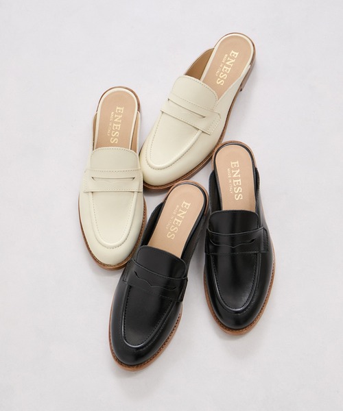 eness（エネス）の「【ENESS/エネス】レザーロファーミュール（その他シューズ・レディース・ブラック/オフホワイト・39/37/35）」の7枚目の写真